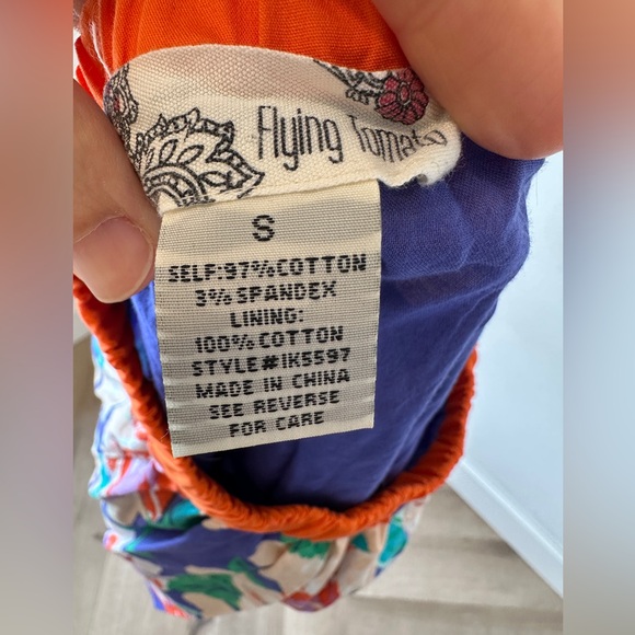 Flying Tomato Vibrant Orange and Purple Floral Print Lined Skirt - Picture 5 of 7